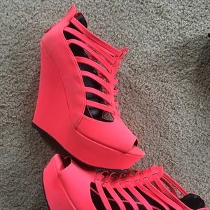 Hot pink Qupid wedges